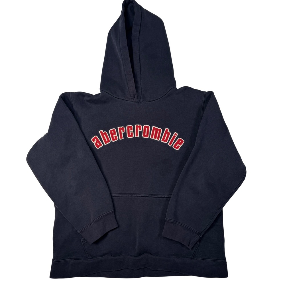Vintage Abercrombie Hoodie XL Navy Blue Arched Logo Grunge Y2K Mens
